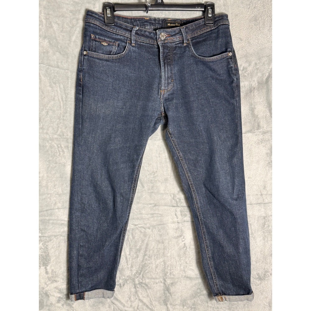 Massimo Dutti Women Dark Wash Slim Fit Jeans Blue Zipper Back Pocket Size 29